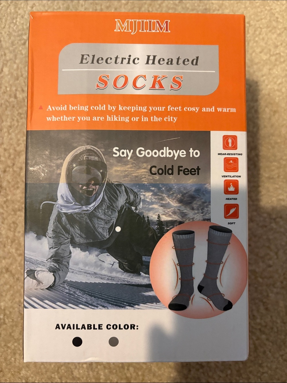 Gray and Black Electric Heated Athletic Socks - Tall Thermal